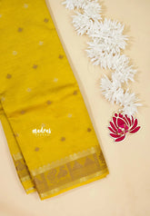 Paris Yellow - Raaga - Semi Tussar Plain body with Buttas and Mayil Border